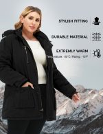 Soularge Women's Winter Plus Size Padded Fleece Parka Coat with Hood (Black, 3X) - Image 6