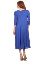 Women's Casual Basic Comfy 3/4 Sleeve Flare A-line Midi long maxi Dress - Image 4