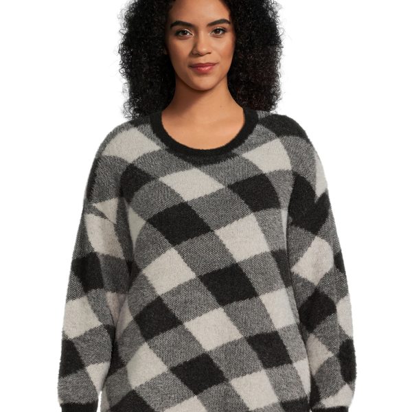 Terra & Sky Women's Plus Size Eyelash Knit Pullover Sweater, Midweight