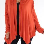 Women's Plus Size Casual Drape Open Front Cardigan Long Sleeve Made in USA