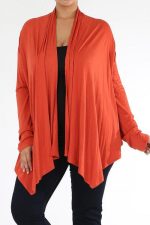 Women's Plus Size Casual Drape Open Front Cardigan Long Sleeve Made in USA