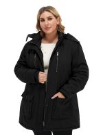 Soularge Women's Winter Plus Size Padded Fleece Parka Coat with Hood (Black, 3X) - Image 4