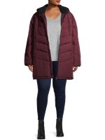Big Chill Women's Plus Size Hooded Puffer Coat with Faux Sherpa Collar - Image 2